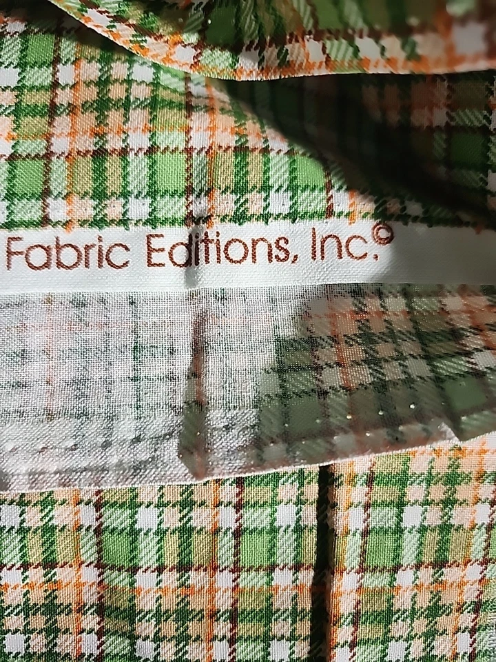 Tela de algodón a cuadros de 4 yardas verde marrón marfil naranja Foto 2 de 3