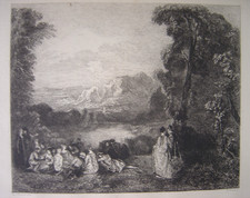 Gravure de L' île enchantée d' Antoine WATTEAU Gravé par Lebas et Greux