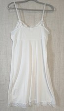 Vintage Shadowline Babydoll White Lace Trim Full Slip Dress Size