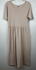 Vintage Express Tricot Maxi Dress Womens Medium Dropped Waist Pink Prairie 90s