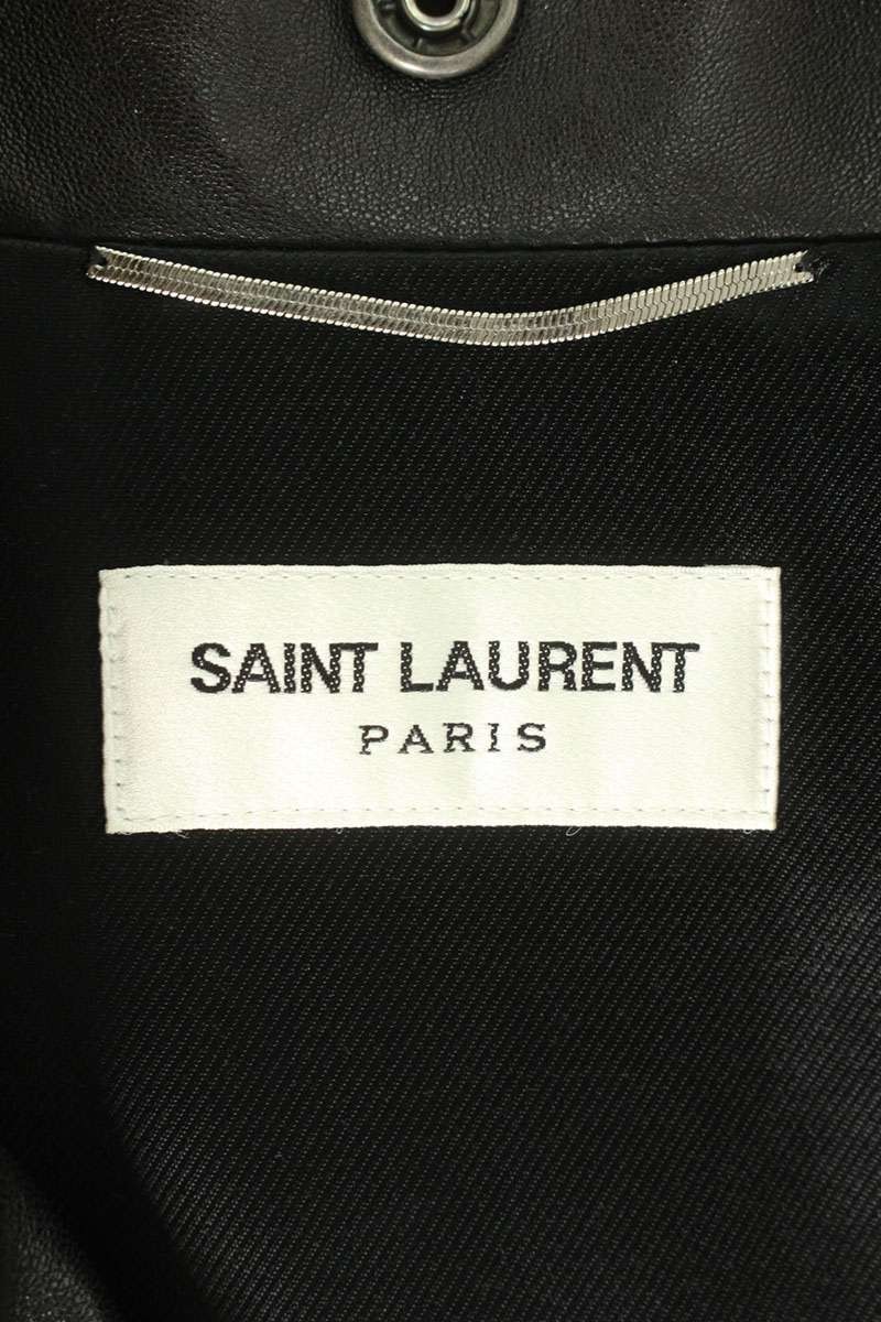 Giacca Moto Saint Laurent Paris Pelle Taglia 42 Nera Pecora Cupro Poliestere