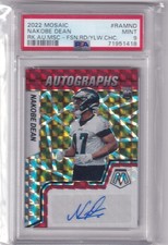 Nakobe Dean 2022 Panini Mosaic Red/Yellow Choice Fusion Prizm Rc Auto Psa 9