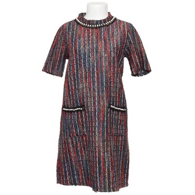 Koton, Kleid, Größe: L, Blau/Rot/Mehrfarbig, Polyester, Streifen, Tweed #UUq