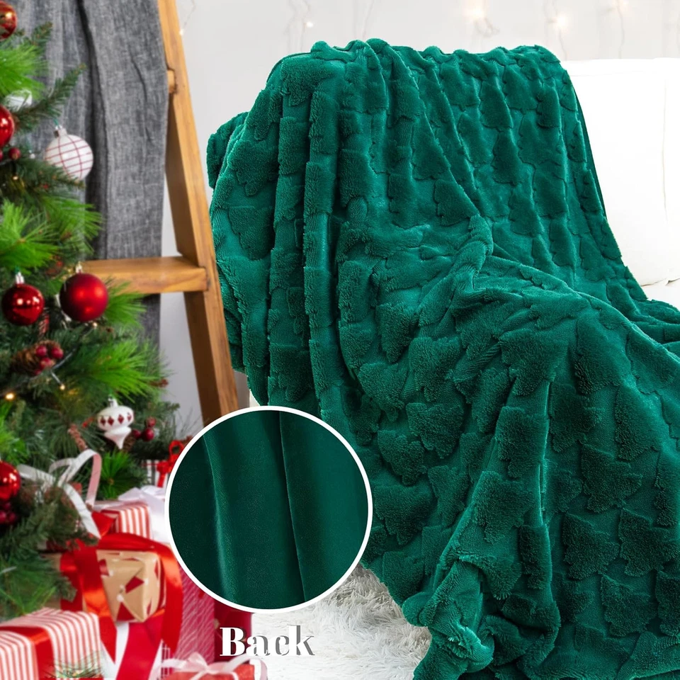 Green Christmas Throw Blanket - Christmas Blankets and Throws Green Gifts for Me - Image 3 of 4