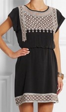 Madewell Black Mini Dress with Intricate Embroidery Size 10