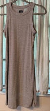 GAP Grey Solid Ribbed Knit Round Neck Sleeveless Tank Knee Dress XS