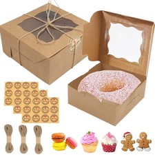 30 Pack 6 inch Cake Box with Window, Paper Kraft Bakery Boxes 6x6x3