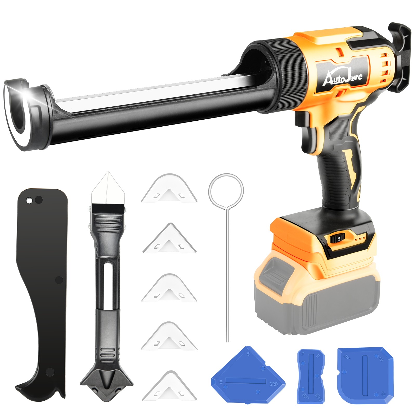 Cordless Caulking Gun for Dewalt 20V Max Battery,10 Oz 6 Speed for Sealing