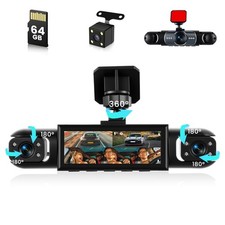 Inefala 4 Canali Dashcam per Auto, Fhd 1080p Dashcam Auto 360 Gradi - Miniatura 1