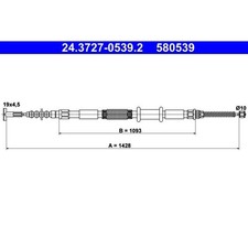ATE 24.3727-0539.2 Seilzug Feststellbremse für FIAT BRAVA BRAVO MAREA 185 182