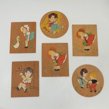 Set 6 Vtg Nursery Rhyme Wood Wall Hanging Art Plaques Baby Children's Decor