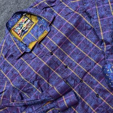 Robert Graham Shirt Mens 2XL Purple Paisley Long Sleeve Button Classic Cotton
