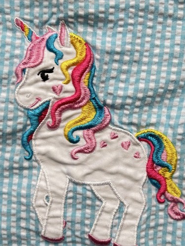 Emily Rose Blue Gingham Summer Halter Dress Blue Unicorn Girls Size 5 - Picture 7 of 8