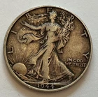 1944 S Walking Liberty Silver Half Dollar VF+ w/ Toning & a DBL Rim Strike