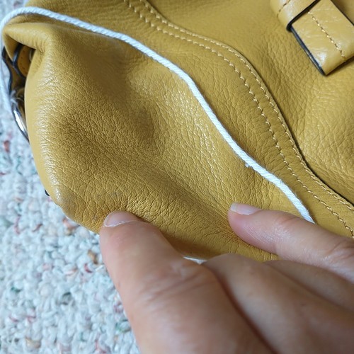 B Malowski Shoulder Bag Mustard Yellow Soft Pebbled Leather Hobo Zipper - Picture 20 of 20