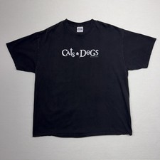 Vintage Cats & Dogs Shirt Mens XL Black Movie Logo Graphic Hanes 2001 Promo Tee