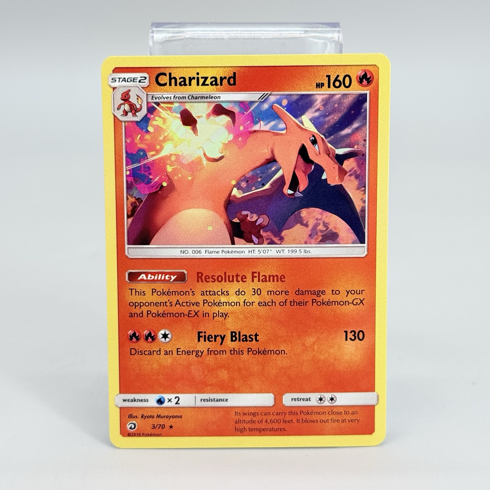 Pokemon 2017 Holo Charizard 3/70 Rare Dragon Majesty Holofoil Card NM