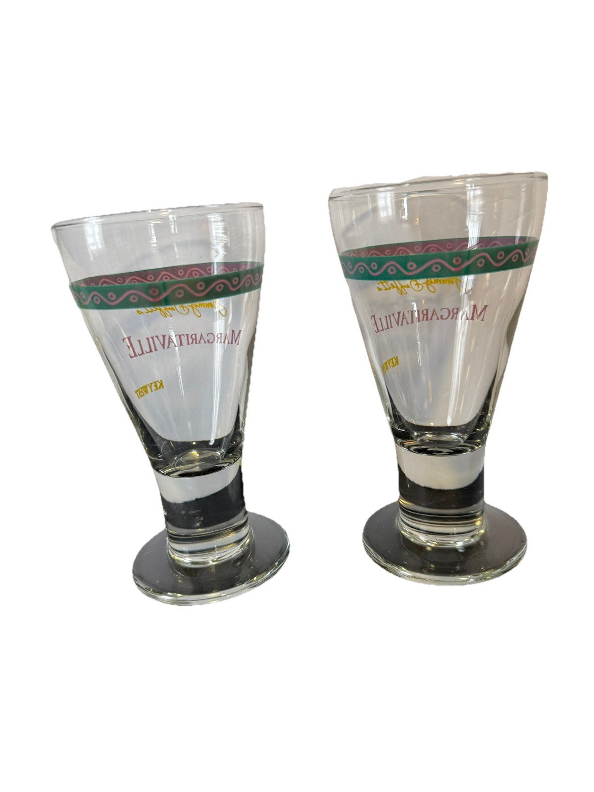 Jimmy Buffett’s  Margaritaville Key West Pair (Two) Cocktail Glasses Beer Wine