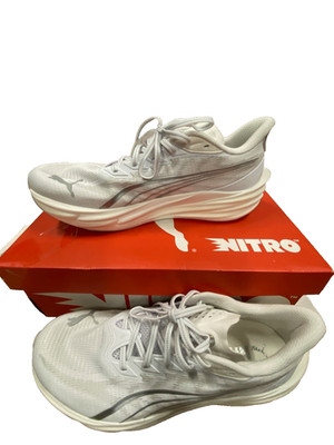 Puma Deviate Nitro 4 Men's Size 12 White Feather Grey Road Running Shoes