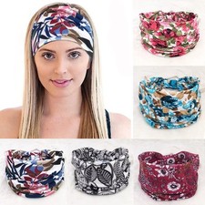 Wide Bandana-Style Elastic Hairband Sports Yoga Turban