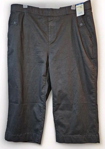 Terra & Sky 2x Wide Leg Pants Black Elastic High Waist Pull On With Pockets