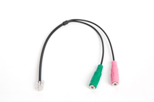 12" 3.5mm Jacks to RJ9/RJ10 PC Mic/Headset to Cisco Office Phone Adapter Cable. - Picture 1 of 3