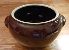 Vintage Large Heavy Brown Boston Baked Bean Pot. Made In USA. Good Condition.