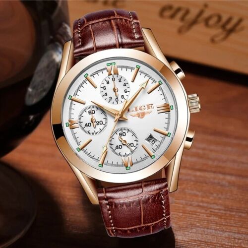 🔥LIGE Men's Watch Quartz Date Luminous 3ATM Waterproof Business Wristwatch Gift - Picture 2 of 8
