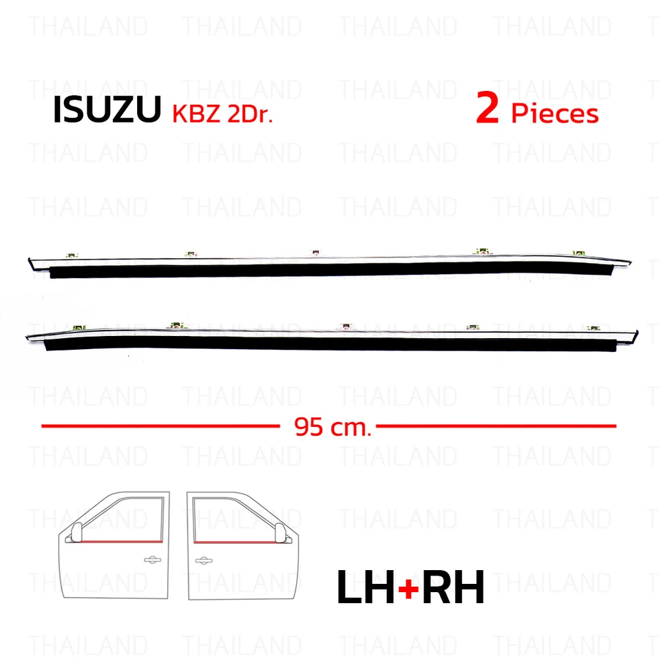 Fits Isuzu KBZ KB LUV 1980 - 88 Pair Outer Front Door Weatherstrip Window Belt - Image 2 of 4