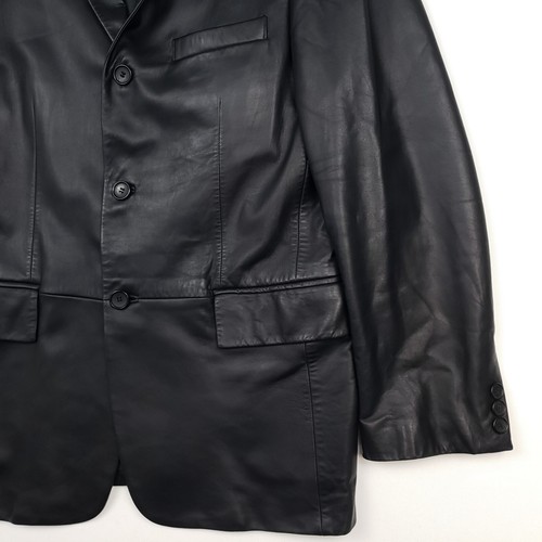 Hugo Boss Leather Jacket 42 52 Large Men Blazer Sport Coat Cutes Black Lambskin - Picture 5 of 17