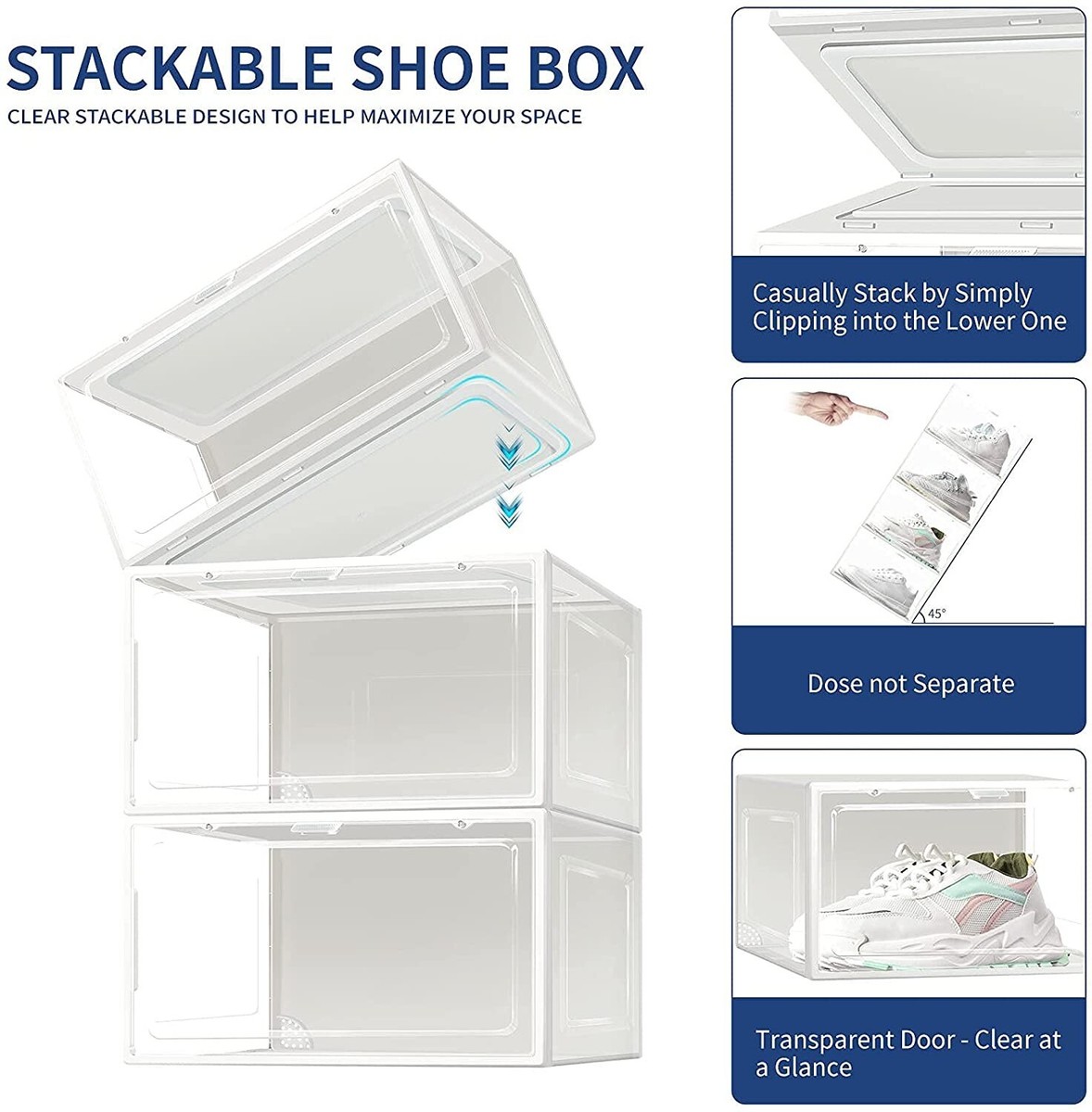 Hododou Stapelbare Schuhbox, Verbesserte Version, 6 Stück