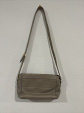 SAS Crossbody Handbag Leather Made In USA Cream/light Tan/Beige Pearl/ Metallic