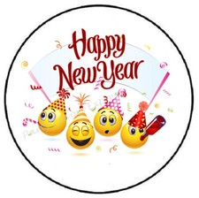 HAPPY NEW YEAR EMOJI ENVELOPE SEALS LABELS STICKERS PARTY FAVORS