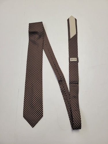 $198 New ITALO FERRETTI Men's Neck Tie 100% SILK Brown Polka Dot MADE IN ITALY - Picture 3 of 7