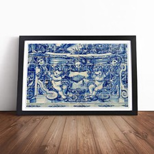 Blue Portugal Tiles Wall Art Print Framed Canvas Picture Poster Decor