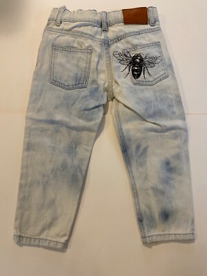 Gucci Kids Sz 4Toddler Light Blue Marble Washed Denim Jeans | eBay