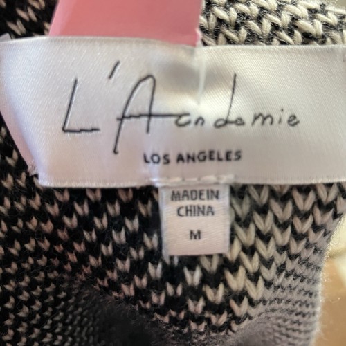 L Academie Sweater Womens Medium Black Ivory Jaren Color Block Long Cardigan - Picture 5 of 7