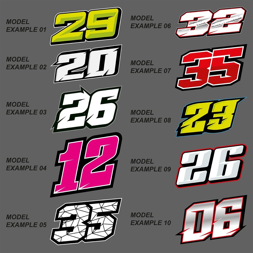2 Racing Numbers Vinyl Decal Sticker Race Dirt Bike Plate Number BMX ...