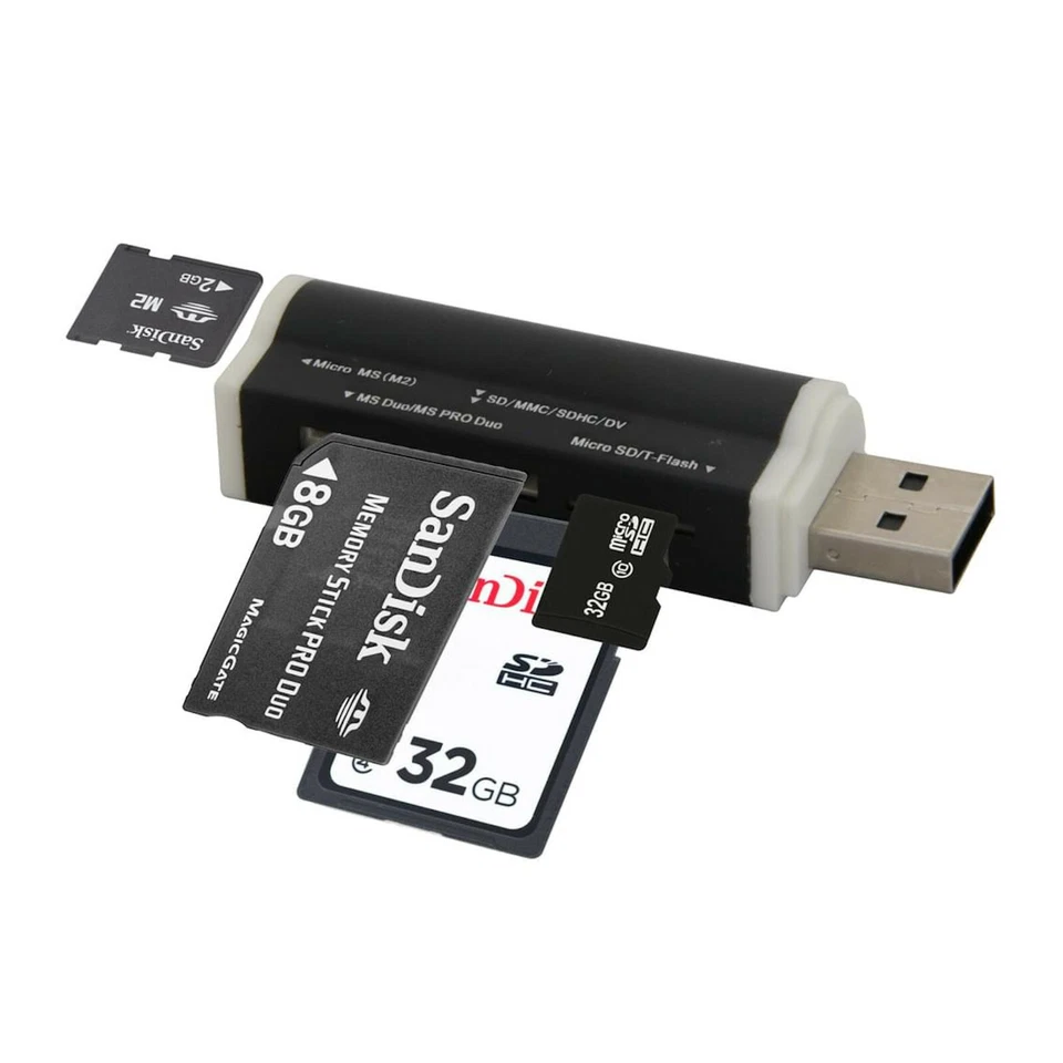 Kartenlesegerät Kartenleser TF Card Reader Micro SD MMC M2 USB Stick Schwarz - Bild 4 von 4