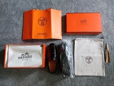 Hermes Paris Mocassin Loafers Size 42 A Black Leather New with Box
