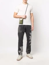 Isabel Marant Men's Gray black patchwork Jeilan Striaght Jeans Pants sz 30 32x33