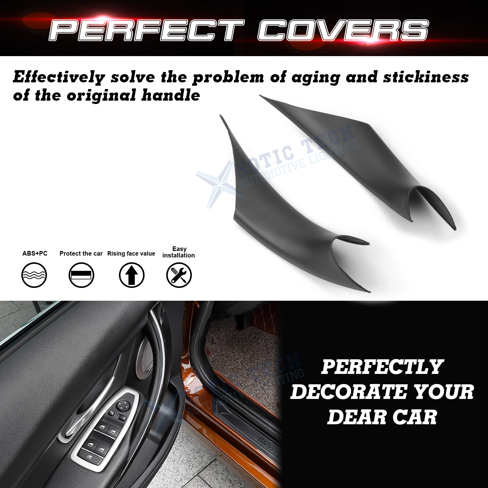 Door Pull Handle Covers For BMW 3 Series 2012-2018, 4 Series 2014-17, Front Side