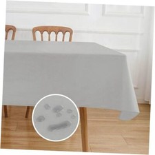 Vinyl Tablecloth with Flannel Backing 100 Waterproof 60x84 inch Light Grey