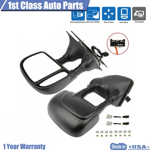 Pair Power Extendable Towing Mirrors Fits Ford F-250 Super Duty Truck 1999-2007