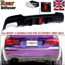 FOR BMW E92 E93 328i M SPORT REAR DIFFUSER VALANCE GLOSS BLACK F1 STYLE W/ LED