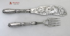 Jenny Lind Fish Serving Set William Gale Coin Silver 1850 Monogram ASB