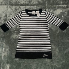 Guess Sweater Dress Kids 3T Black White Striped Crew Neck Long Sleeve Pullover