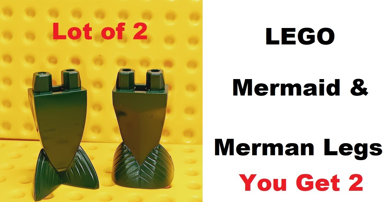LEGO MERMAN Standing Flipper Legs Solid Green Skirt Mermaid Sea Ocean ...