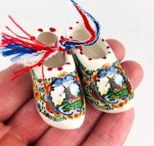 Delft Blue Porcelain Miniature Clogs Vintage Figurine Decor  Holland Shoe *Ec303