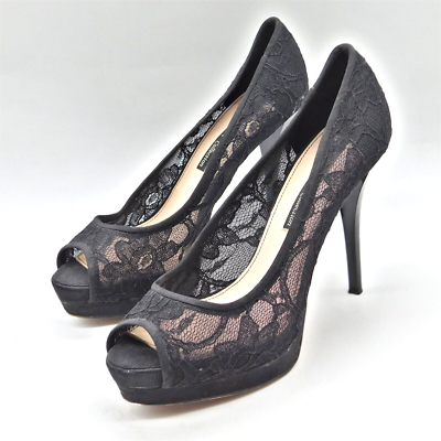 Chaussure femme Zara noire dentelle talon haut pointure talons aiguilles  peep-toe